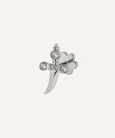 Shop Maria Tash 18ct Diamond Trinity Hilt Dagger Single Threaded Stud Earring Left In White Gold