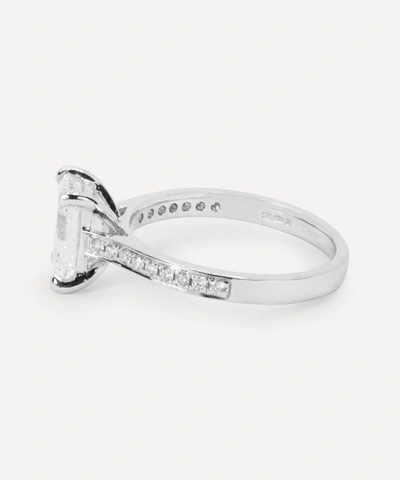 Shop Kojis Platinum 1.58ct Emerald Cut Diamond Ring In Silver