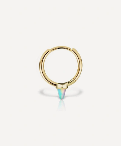 Shop Maria Tash 14ct 9.5mm Single Short Opal Spike Non-rotating Single Hoop Earring In Gold