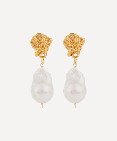 Shop Alighieri Gold-plated The Fragment Of Light Baroque Pearl Drop Earrings