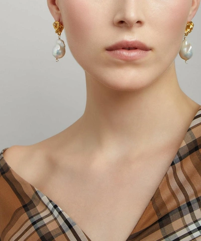 Alighieri Gold-plated The Fragment Of Light Baroque Pearl Drop Earrings In Gold