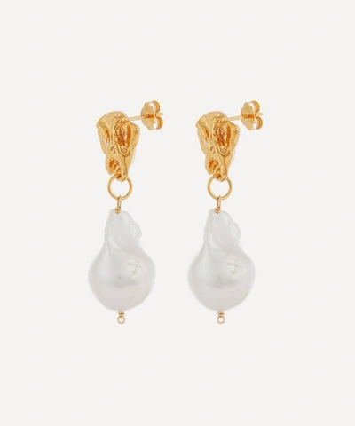 Alighieri Gold-plated The Fragment Of Light Baroque Pearl Drop Earrings In Gold