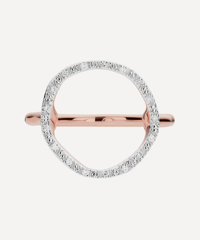 Shop Monica Vinader Rose Gold Plated Vermeil Silver Riva Circle Diamond Ring In Rose Gold Vermeil