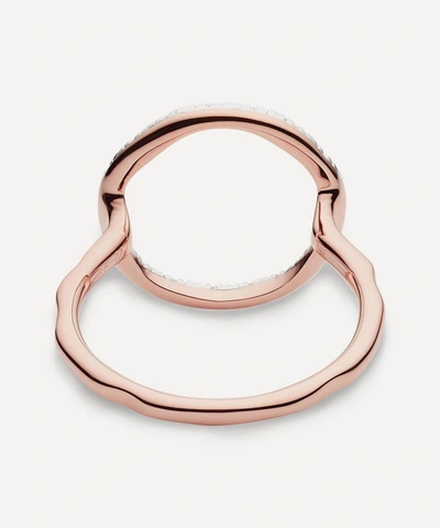 Shop Monica Vinader Rose Gold Plated Vermeil Silver Riva Circle Diamond Ring In Rose Gold Vermeil