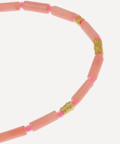 Shop Anni Lu Gold-plated Malibu Beaded Bracelet In Pink
