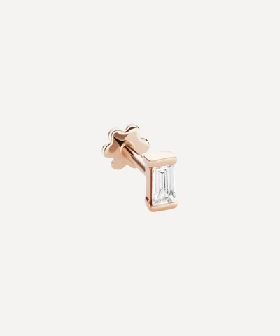 Shop Maria Tash 18ct Diamond Baguette Single Threaded Stud Earring In Rose Gold