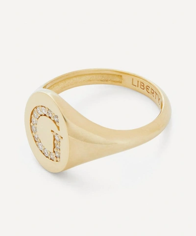 Shop Liberty 9ct Gold And Diamond Initial Signet Ring