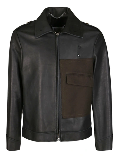 Shop Maison Margiela Patch Detailed Zipped Jacket In Black