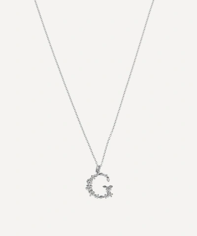 Shop Alex Monroe Silver Floral Letter G Alphabet Necklace
