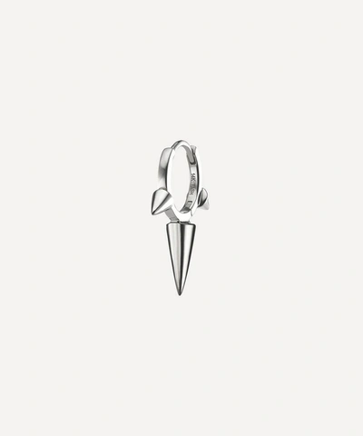 Maria Tash 14ct 8mm Long Triple Spike Non-rotating Single Hoop Earring In White Gold