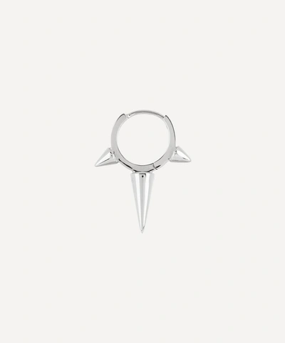 Maria Tash 14ct 8mm Long Triple Spike Non-rotating Single Hoop Earring In White Gold