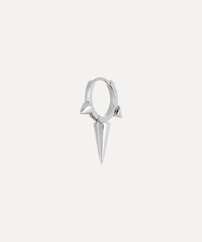 Maria Tash 14ct 8mm Long Triple Spike Non-rotating Single Hoop Earring In White Gold