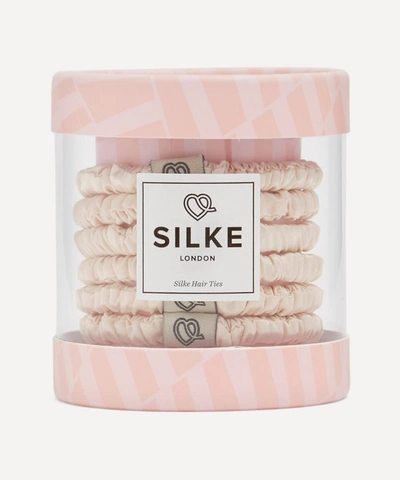 Shop Silke London Coco Silk Hair Ties Pack Of Six In Champagne