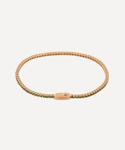 Shop Liberty London Rose Gold Tsavorite Rainbow Tennis Bracelet In Green