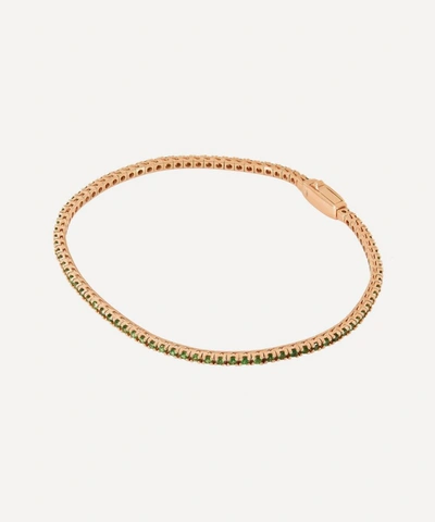 Shop Liberty London Rose Gold Tsavorite Rainbow Tennis Bracelet In Green