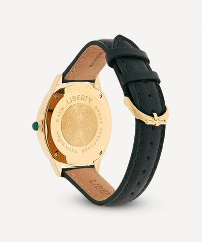 Shop Liberty Lasenby Iphis Gold-plated Leather Strap Watch In Green