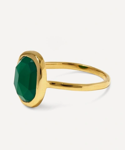 Shop Monica Vinader 18ct Gold Plated Vermeil Silver Siren Medium Green Onyx Stacking Ring