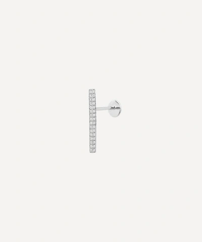 Maria Tash 18ct 18mm Square Diamond Pave Bar Single Threaded Stud Earring In White Gold
