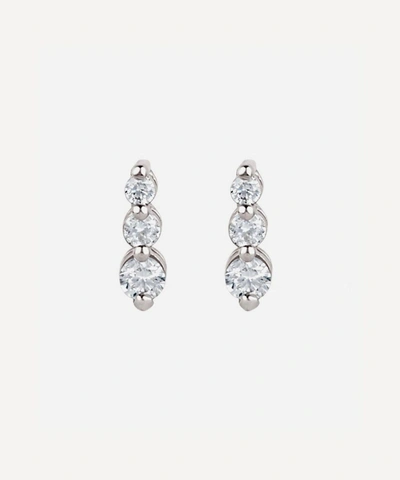 Shop Dinny Hall 14ct White Gold Shuga Tapering Triple Diamond Stud Earrings