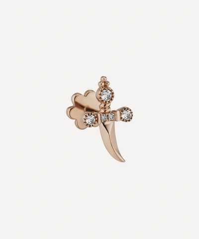 Shop Maria Tash 18ct Diamond Trinity Hilt Dagger Single Threaded Stud Earring Right In Rose Gold