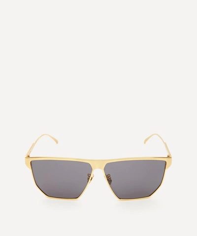 Shop Bottega Veneta Angular Aviator Metal Sunglasses In Gold