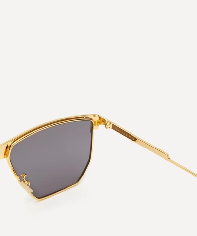 Shop Bottega Veneta Angular Aviator Metal Sunglasses In Gold