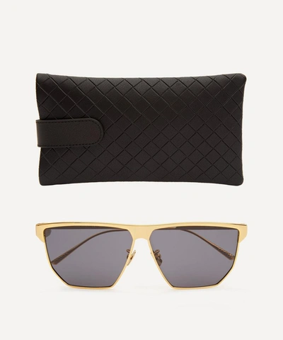 Shop Bottega Veneta Angular Aviator Metal Sunglasses In Gold