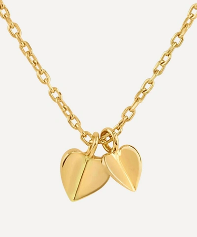 Shop Dinny Hall Gold Plated Vermeil Silver Bijou Folded Heart Duo Pendant Necklace