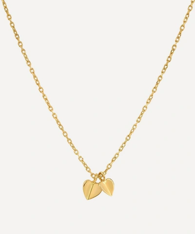 Shop Dinny Hall Gold Plated Vermeil Silver Bijou Folded Heart Duo Pendant Necklace