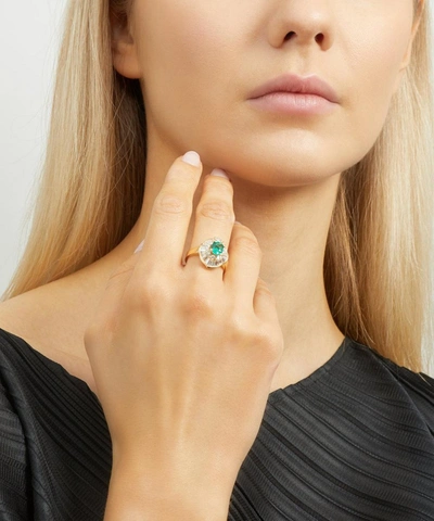 Shop Kojis 18ct Gold Emerald And Diamond Ballerina Ring