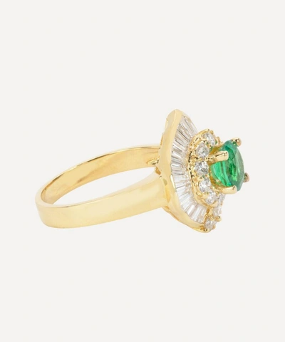 Shop Kojis 18ct Gold Emerald And Diamond Ballerina Ring