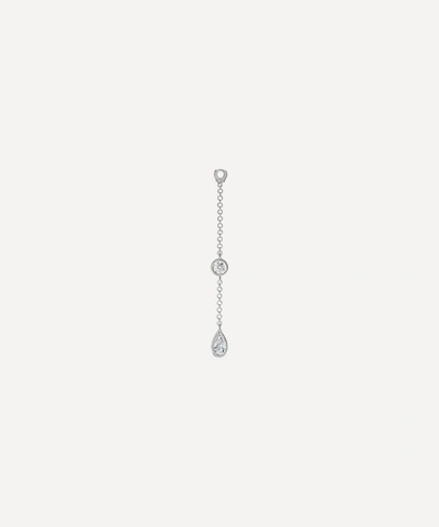 Shop Maria Tash 18ct Medium Scalloped Set Pear And Round Diamond Pendulum Charm In White Gold