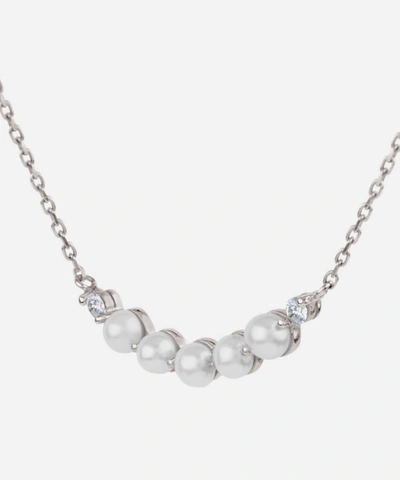 Shop Dinny Hall 14ct White Gold Shuga Pearl And Diamond Bar Pendant Necklace