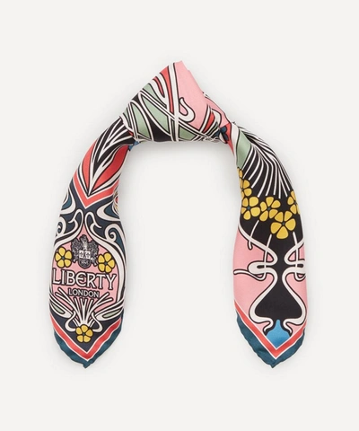 Liberty London Ianthe 45 X 45cm Silk Twill Scarf In Teal