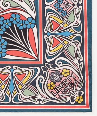 Liberty London Ianthe 45 X 45cm Silk Twill Scarf In Teal