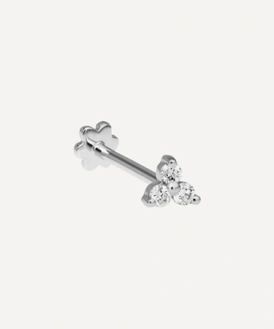 Shop Maria Tash 18ct Large Diamond Trinity Single Threaded Stud Earring In White Gold