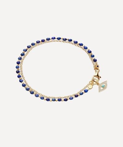 Shop Astley Clarke Gold Plated Vermeil Silver Evil Eye Lapis Biography Bracelet In Gold-plated Vermeil Silver