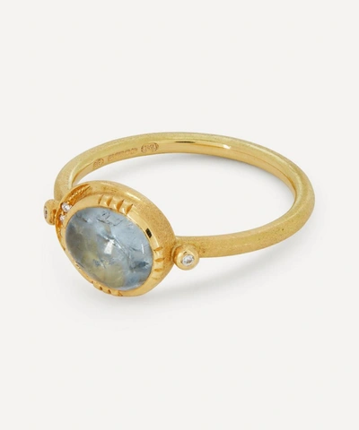 Shop Brooke Gregson 18ct Gold Ellipse Grey Sapphire And Diamond Halo Ring