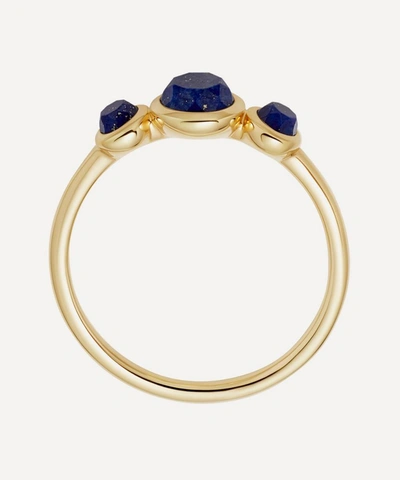 Shop Astley Clarke Gold Plated Vermeil Silver Stilla Triple Lapis Lazuli Ring In Gold Vermeil