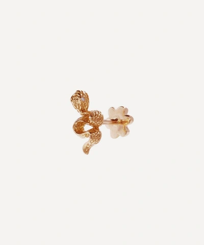 MARIA TASH MARIA TASH 18CT 10MM ENGRAVED SNAKE WITH DIAMOND EYES THREADED STUD EARRING RIGHT 000608809