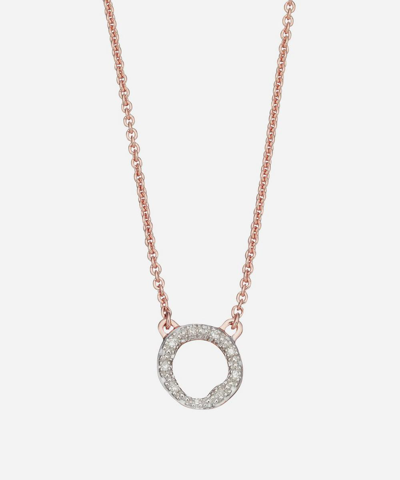 Shop Monica Vinader Rose Gold Plated Vermeil Silver Mini Circle Diamond Necklace