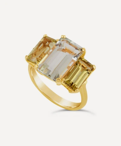 Shop Dinny Hall Gold Plated Vermeil Silver Trinny Trilogy Green Amethyst And Oro Verde Ring