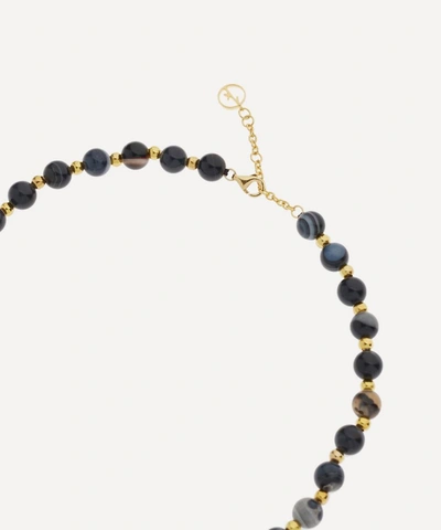 Shop Anissa Kermiche Gold-plated Les Mains Onyx Agate Beaded Necklace