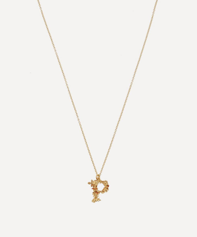 Shop Alex Monroe Gold-plated Floral Letter P Alphabet Necklace