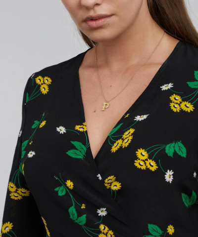 Alex Monroe Gold-plated Floral Letter P Alphabet Necklace In Gold