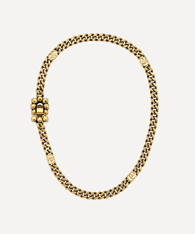 Shop Gucci Gold-tone Crystal Double G Necklace