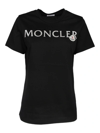 Shop Moncler Logo Printed Crewneck T In Black