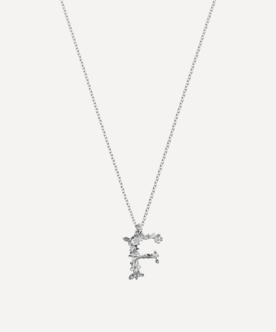 Shop Alex Monroe Silver Floral Letter F Alphabet Necklace