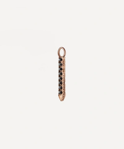 Shop Maria Tash 18ct 11mm Black And White Diamond Eternity Bar Charm In Rose