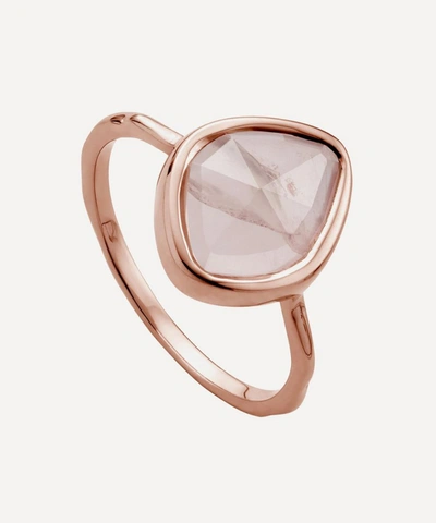 Shop Monica Vinader Rose Gold Plated Vermeil Silver Siren Nugget Rose Quartz Small Stacking Ring In Rose Gold Vermeil